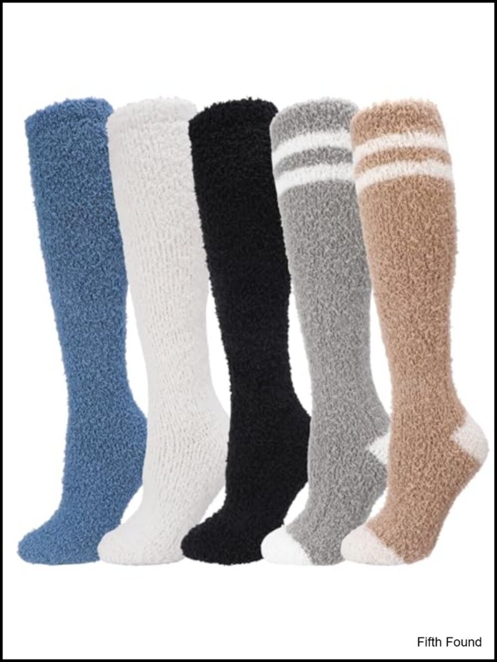 Knee High Fuzzy Socks 5 Pairs Soft Coral Fleece Stockings for Women